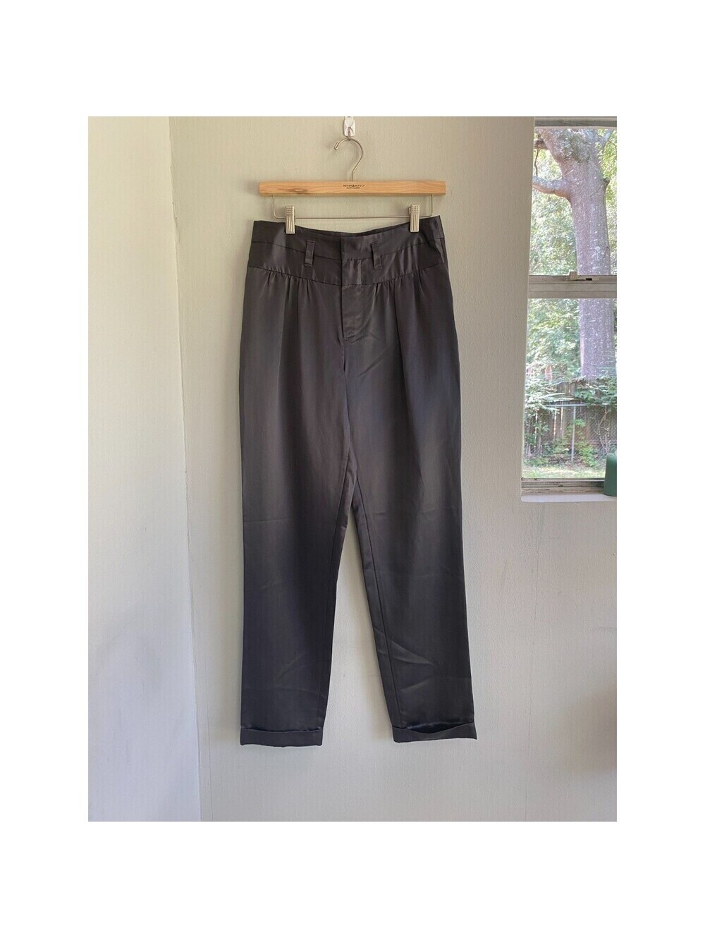 New Marc By Marc Jacobs Silk Cotton Trouser Pants Nine Iron Metallic Gray 4 30"